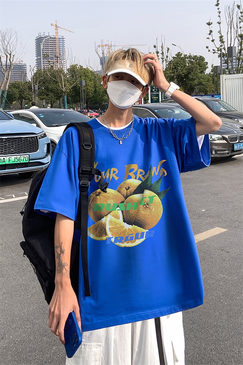 落肩袖重磅短袖t恤夏创意水果印花港风半袖上衣XZ514-2-1295-P28,男装T恤,星座514-2(原B239)
