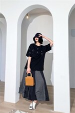 夏季新款环环上衣和设计款拼接半裙，女装半身裙，弗气