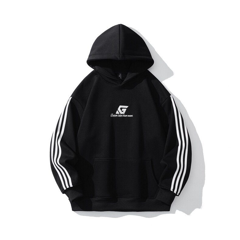 白底连帽刺绣LOGO字母设计袖子三杠织带设计卫衣男WY77737P58控78,男装卫衣,星座226-1