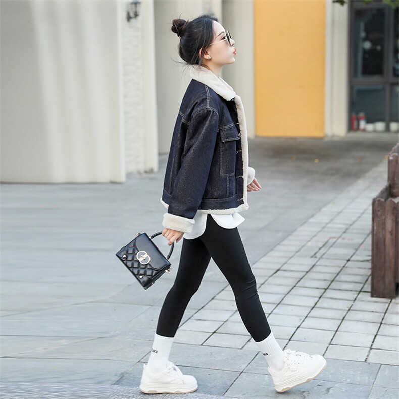 欧货毛领加绒牛仔外套女短款2024秋冬新款港风宽松加厚夹克潮ins,女装牛仔外套,曼娅璐