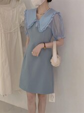 拼接连衣裙，女装连衣裙，驿谷