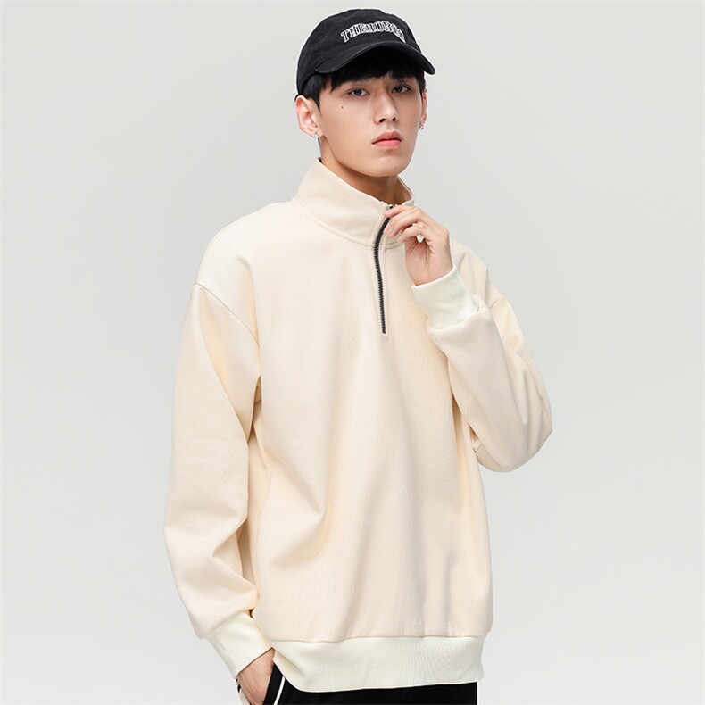 秋季新款基础纯色潮流宽松半高领休闲卫衣情侣款A305-EY-3617-P65,男装卫衣,电商B306