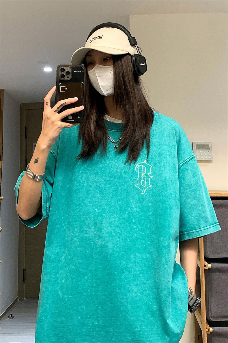 中性2026夏装高克重水洗做旧夏季短袖T恤男女美式宽松半袖S186P38,男装T恤,电商A233-1