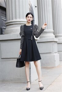 【现货】秋装新款 时装碎花连衣裙图片
