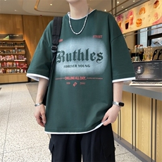 25157-特P40夏季休闲时尚T恤男短袖打底衫青少年潮牌拼接T恤，男装T恤，电商D310B