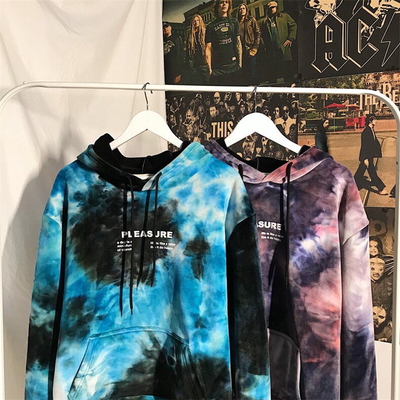 703-W198-P68秋冬双面金丝绒扎染加绒宽松休闲卫衣柔软保暖,男装卫衣,星座703