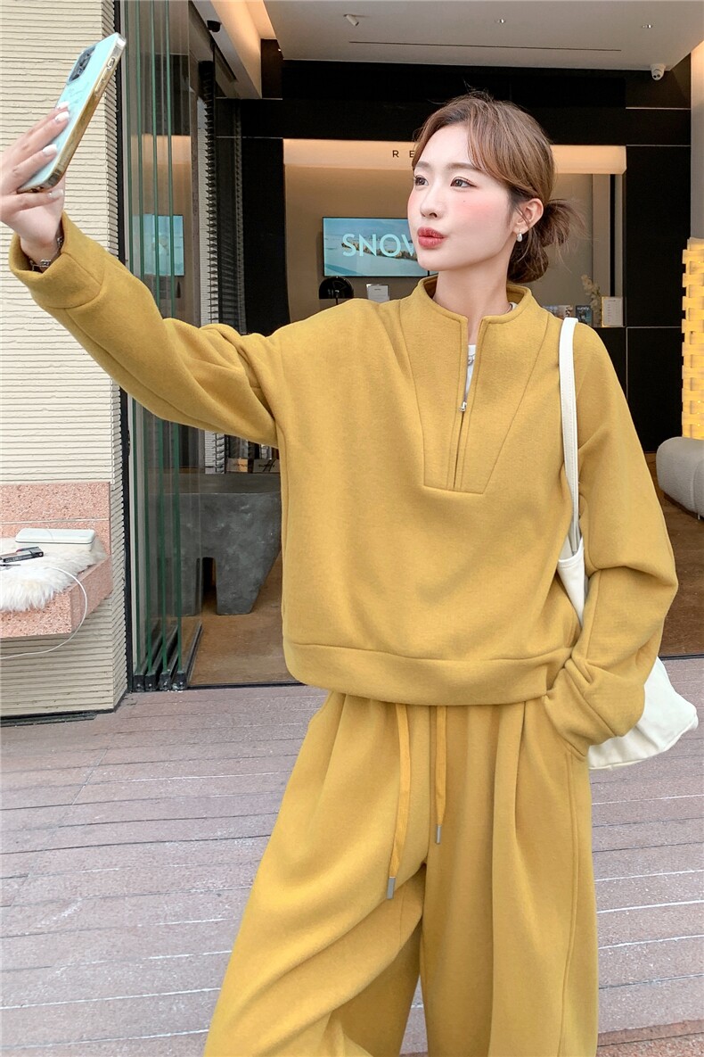 2025冬季新品现货主推加绒加厚卫衣套装2C087-9288-P195-K275,女装卫衣/绒衫,2C087