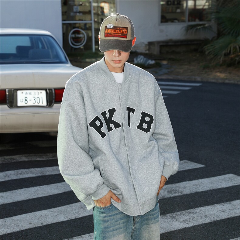 主推美式简约学院风棒球服情侣宽松夹克外套男女上衣G1095P78,男装夹克,电商A339