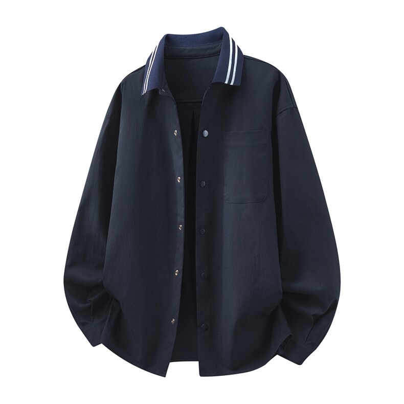 高品质鱼骨纹2026新款百搭翻领长袖衬衫A436-26018-P5589,男装衬衫,电商A436