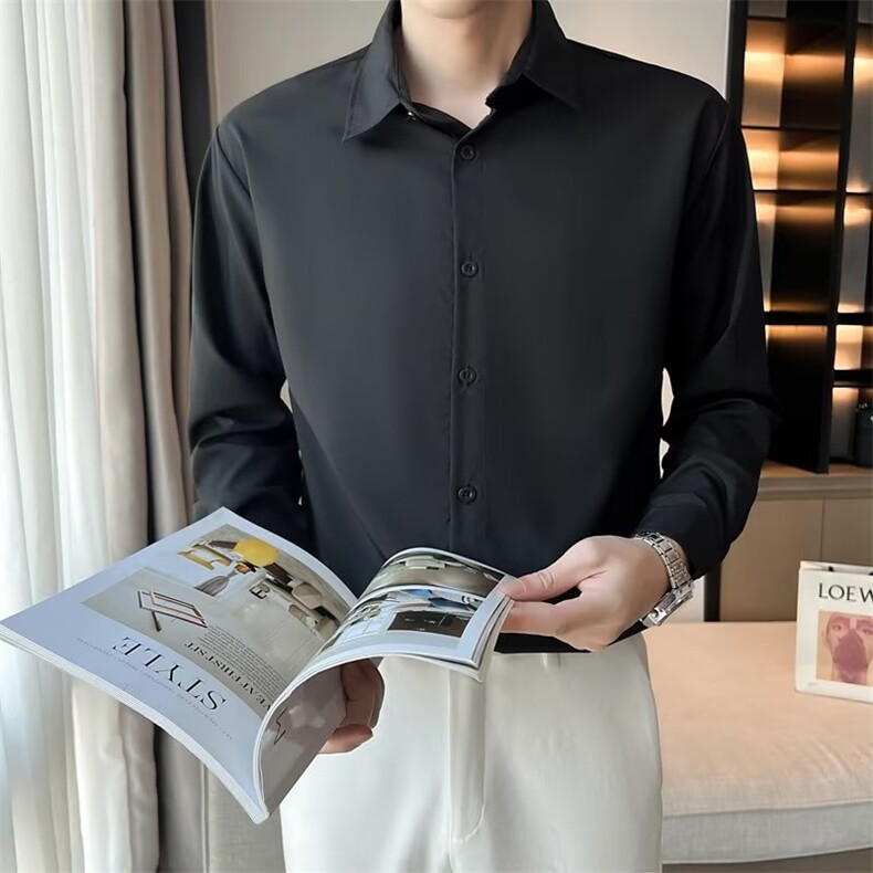 潮衬衫标准长袖新款男百搭文艺方领日系潮流纯色WC07P28,男装衬衫,星座1116-2