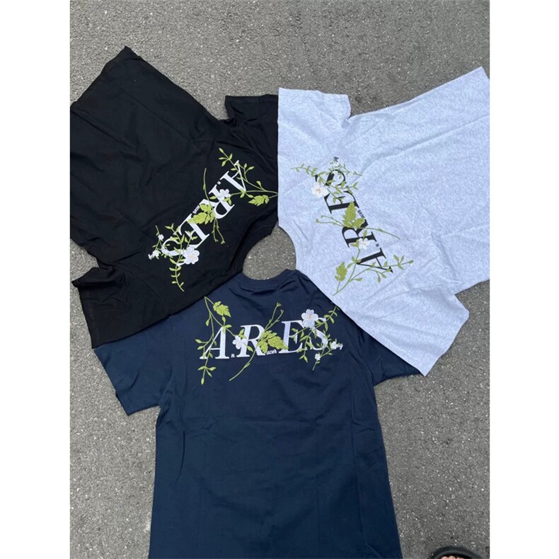 网图有货夏季美式复古花卉刺绣字母短袖宽松花边t恤男女A456-P35,男装T恤,星座1505