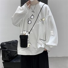 华夫格卫衣圆领卫衣男大码长袖t恤男外套HW76115-P30加绒款-P40，男装卫衣，电商A040