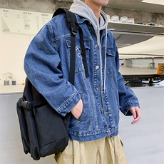 2021春季港风牛仔夹克男韩版工装牛仔衣简约百搭外套J/，男装夹克，电商D202