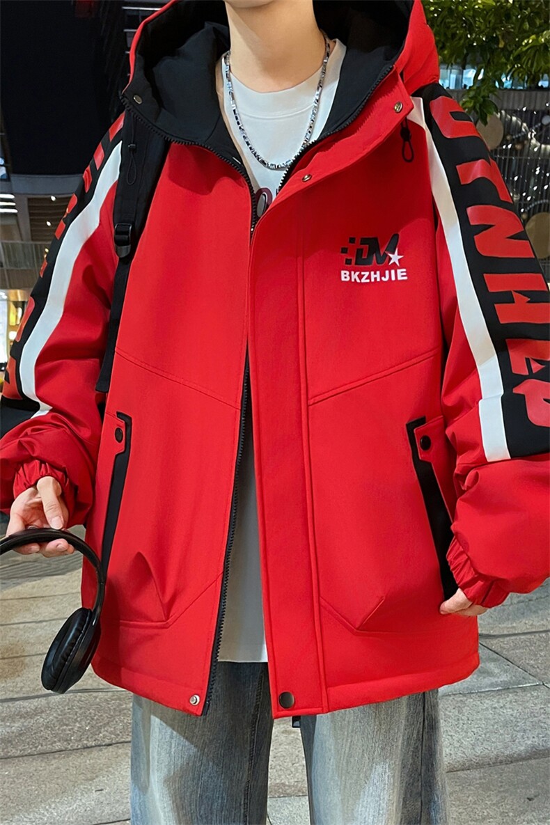 加绒加厚连帽夹克男秋冬时尚潮流加厚棉衣男外套L8658-P87,男装夹克,星座310B-3