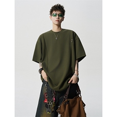 超大码金属标手工设计肌理感短袖T恤8XL-M垂感冰丝半袖DX1220/P38，男装T恤，电商B238