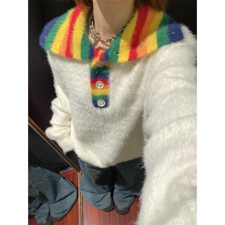 【有货】彩虹高领毛衣男女仿貂毛针织衫外套MY451CC-特P60,男装针织衫/毛衣,星座1007（原301D）