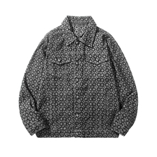 1506/Q11030/P75潮牌帅气欧货刺绣提花翻领百搭休闲夹克牛仔服，男装夹克，星座1506