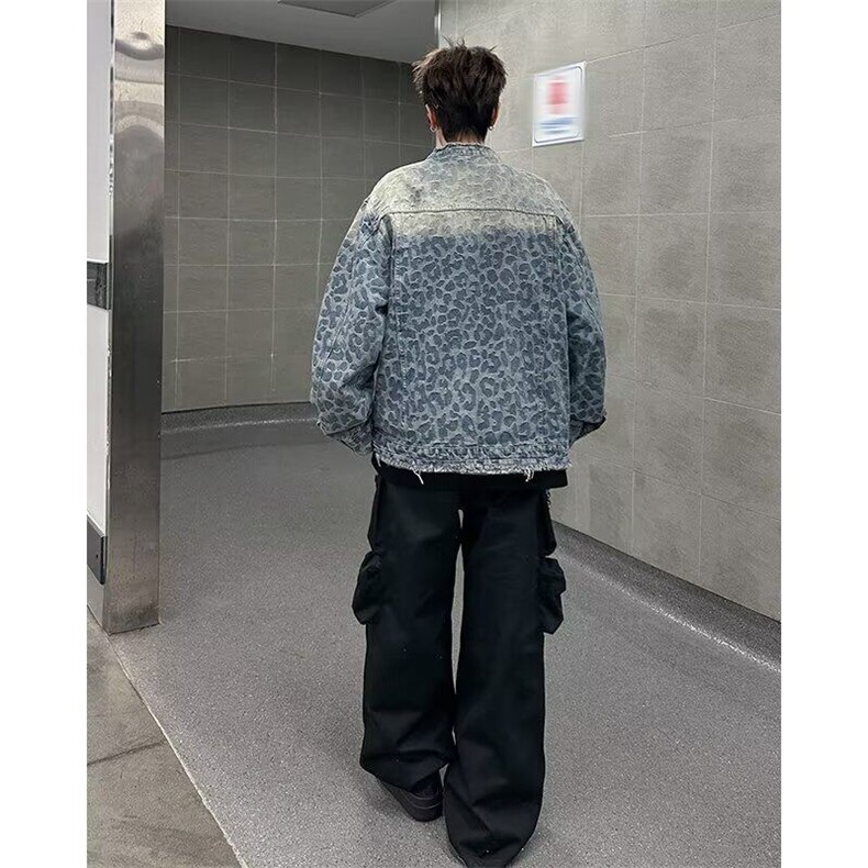 春毛边牛仔外套男渐变美式复古高街设计感小众潮牌夹克W6452-P78,男装夹克,星座412-2
