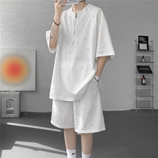 现货TZ25117-P52特控98大码破洞透气顺滑套装，男装休闲套装，电商D232