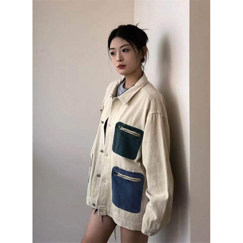 复古撞色多口袋牛仔外套男女宽松设计感工装夹克上衣JB30,男装夹克,星座1116A（原606A-3）