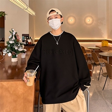 华夫格卫衣钢印字母TC51-TP35控价48-港风2024秋假两件上衣男，男装卫衣，电商A102-1