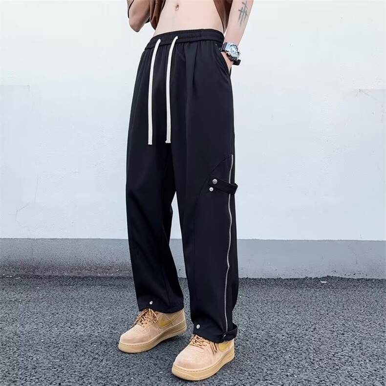 休闲裤男女夏季宽松潮流高街运动阔腿裤子薄款潮牌重磅直筒工装裤，男装休闲裤，星座601-2
