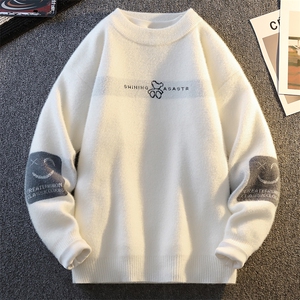 水貂绒冬季提花针织衫男圆领男士毛衣宽松潮A266-ZZS5509-P48图片