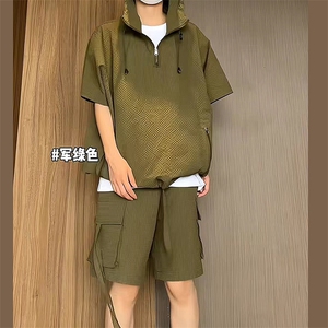 潮休闲套装男夏短袖百搭工装短裤运动两件套tz68-TP60图片