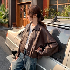 已出货春装新款~咖色皮衣外套女1楼南36-39吾爱衣-A02-P145-K258，女装皮衣，1C083