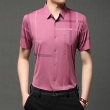 2023夏季新款男士短袖衬衫男薄款翻领上衣中年男士商务休闲衬衣潮,男装衬衫,电商B212（原钱塘6029）