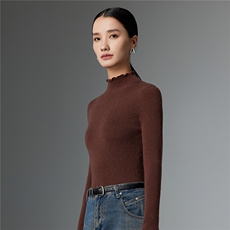 2025舒适百搭简约半高领长袖针织衫，女装羊绒衫，玛卡隆羊绒