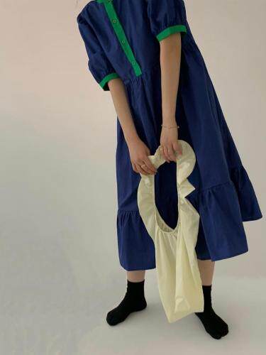 夏季新款复古撞色连衣裙，女装连衣裙，tōkō-sen