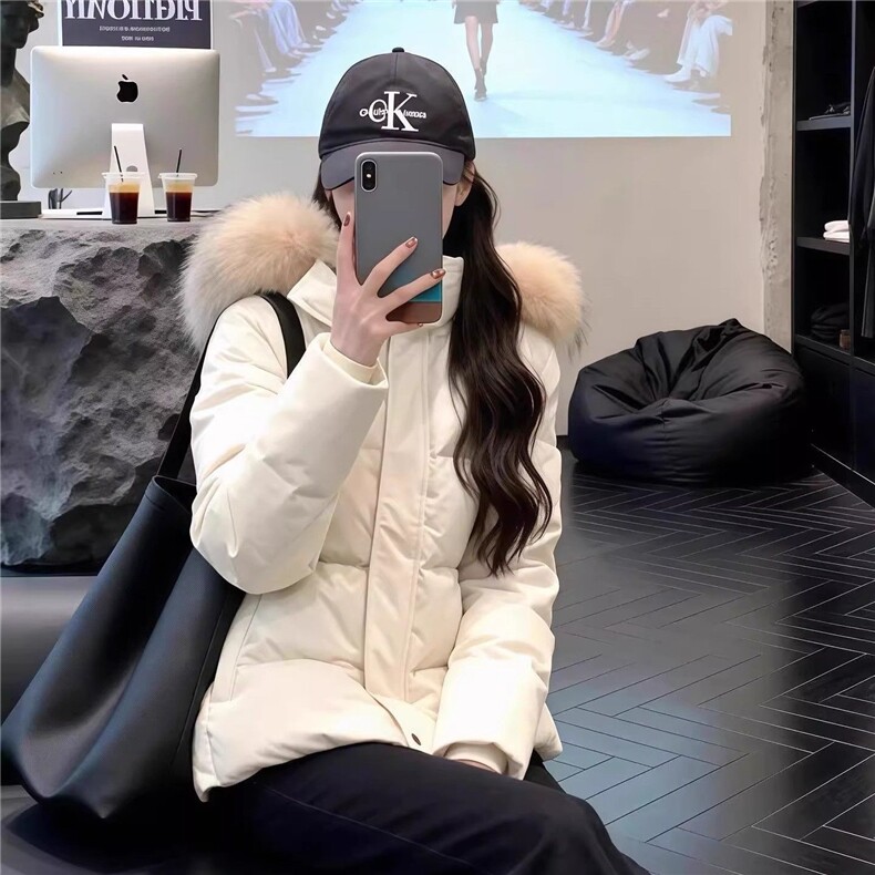 美式毛领连帽棉服女冬季加厚收腰显瘦学生棉袄外套8056-P110网图,男装棉衣,电商B245