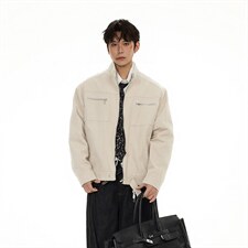 26春装高品质老钱风立领夹克外套男女美式潮牌拉链工装风宽松上衣，男装夹克，电商A486