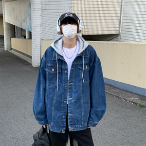 爆爆 2025春男士连帽牛仔宽松外套百搭牛仔夹克JK780-P75 98图片