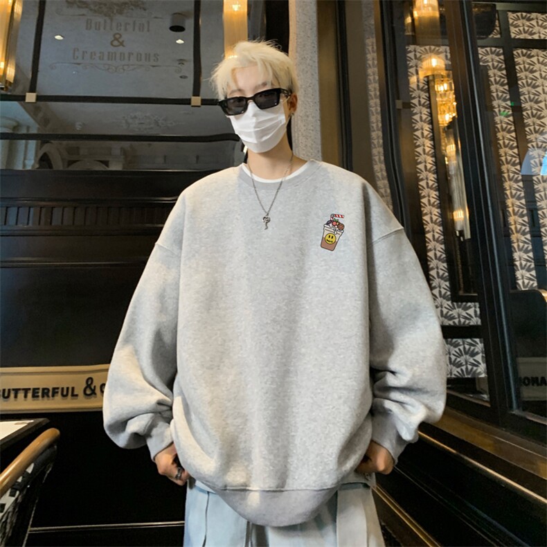 ！圆领卫衣男装港风长袖T恤男外套男WY251-特P23,男装T恤,电商B367