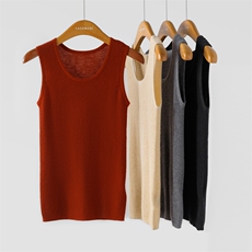 2025年女式夏季精纺圆领百搭针织衫100%纯山羊绒简约套头纯色背心，女装背心吊带，英皇羊绒