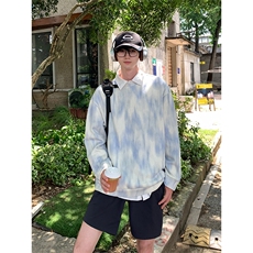 毛衣纹理圆领卫衣男秋季复古扎染针织打底衫上衣W4679-特价P50，男装T恤，电商A007