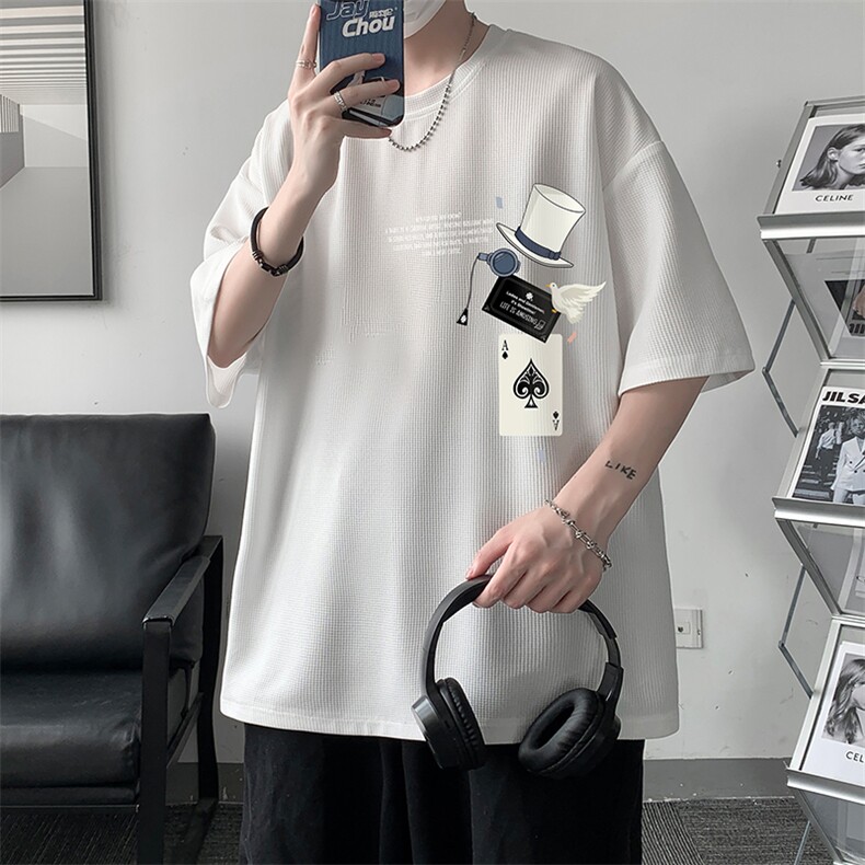 华夫格t恤男短袖男大码五分袖大皂风HT73373-P22,男装T恤,电商A040