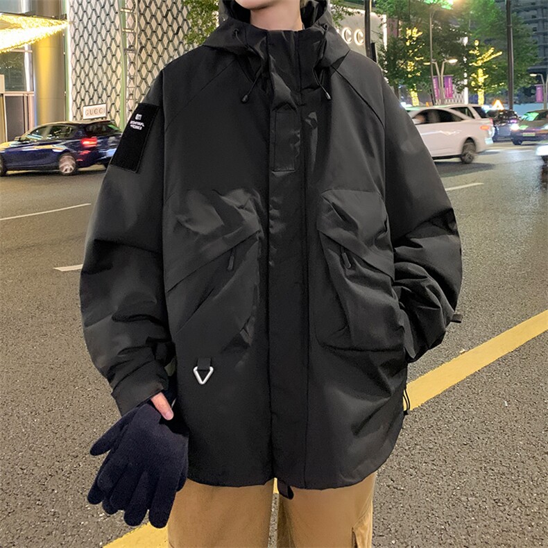 8XL-M特大码冲锋衣防水宽松工装风男夹克外套JK1306加绒P110,男装夹克,电商D206-1