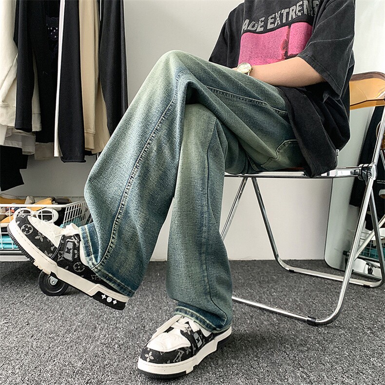 美式高街微喇牛仔裤港风水洗牛仔裤喇叭裤XZ302B-1-K631P50,男装牛仔裤,星座302B-1