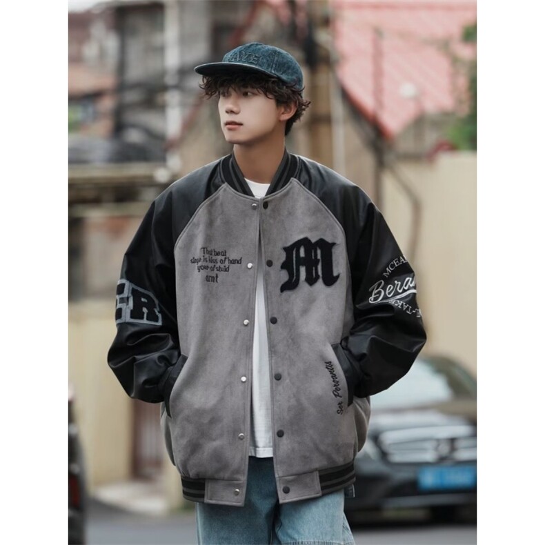美式复古高街夹克男2024年春秋季新款潮牌宽松棒球服外套J330-P65,男装夹克,星座1109-3
