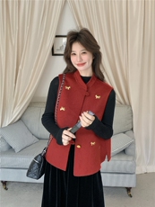 现货主推款马年重工刺绣双面羊毛呢马甲年货p165-k228，女装马甲，丝露依尚（原SL）