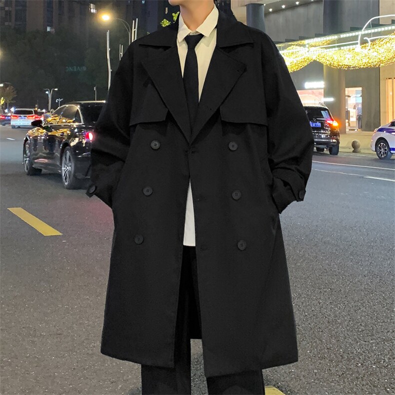 现货中长款大衣男2025新款春季外套高级感英伦风衣F02525-P98，男装风衣，星座308B-2