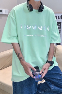 2024年夏季港风ins潮百搭地球宽松简约短袖T恤 A071-9007-P30图片