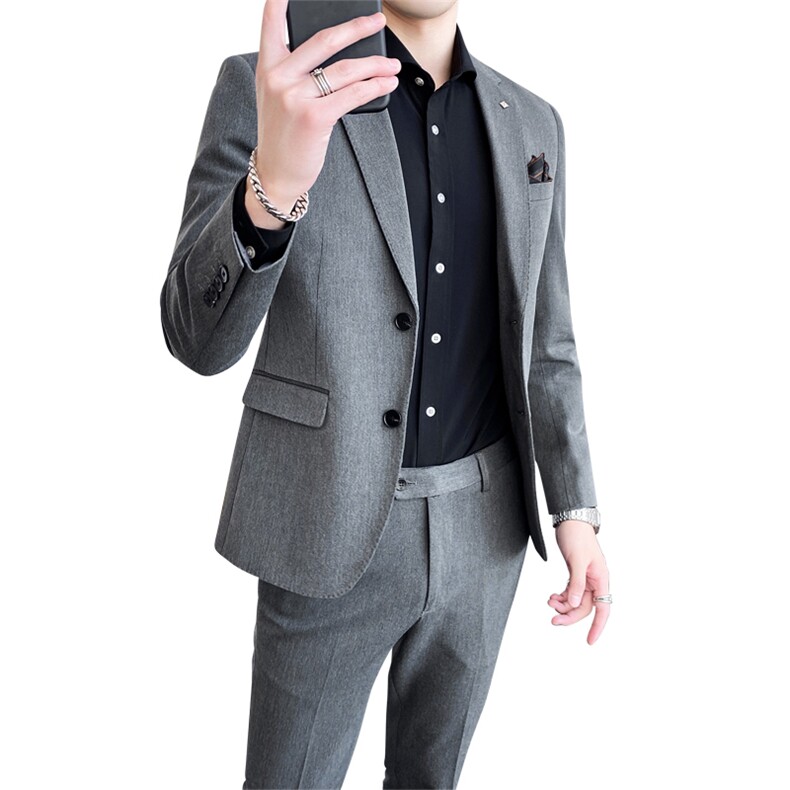 韩东大门西装男套装韩版新郎结婚英伦职业装修身休闲小西服纯色,男装西服套装,星座505-2（原电商A260-1)