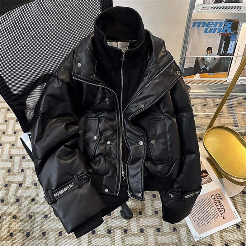 高级感假两件男女冬季金属感夹克立领棉服面包服外套MY0834-P120图片
