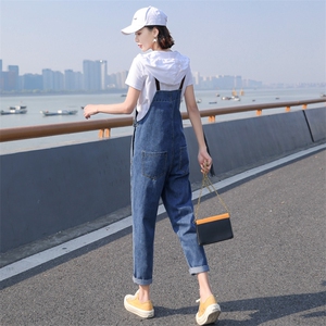 裤子2021年夏季常规九分裤口袋韩版背带图片