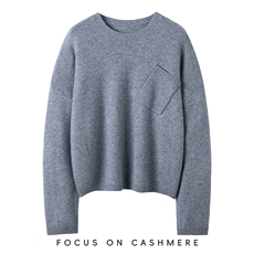 秋冬新款纯色针织斜兜套头上衣时尚百搭，女装羊绒衫，缇曼羊绒