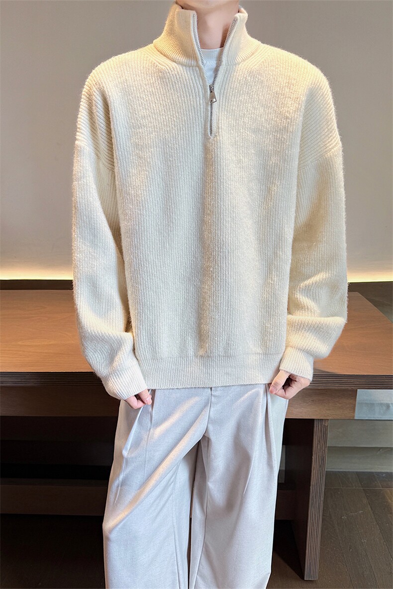 美式半拉链毛衣宽松慵懒风针织衫高级感外套潮5Q3069-TP4588,男装针织衫/毛衣,电商A102